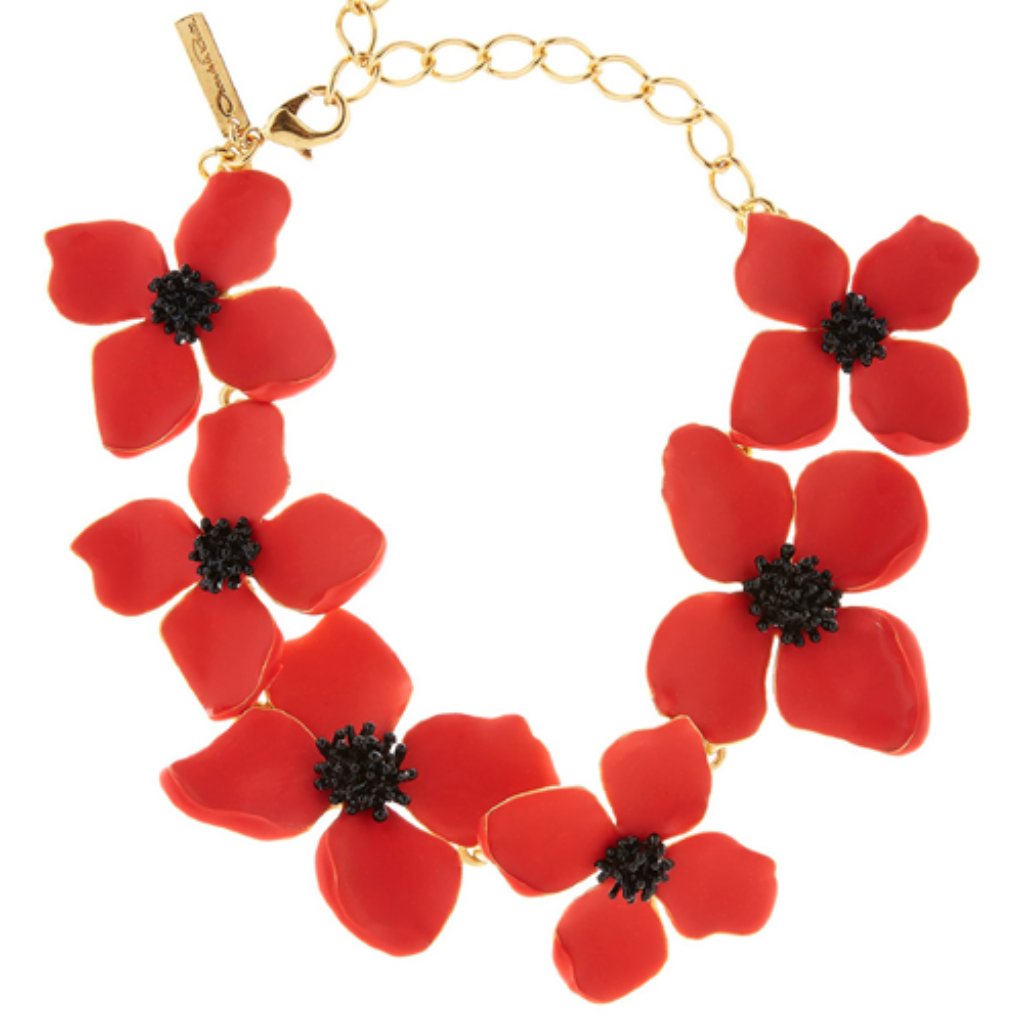 Oscar De La Renta Painted Flower Choker Necklace 425$